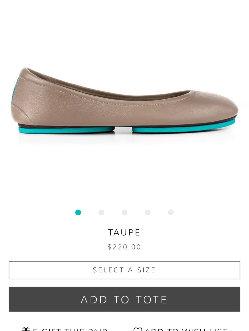 Tieks Taupe Leather Ballet Flats
